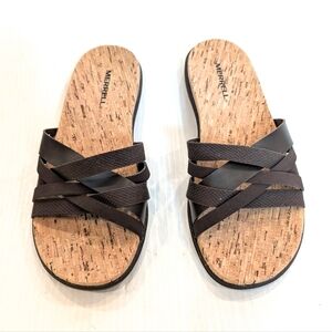 MERRELL Women's Around Town Arin Slide Slipper Brown Strappy Sandals Size 7
